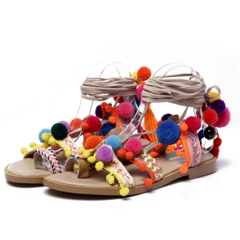 Сандалии-гладиаторы из натуральной кожи на шнуровке | Обувь