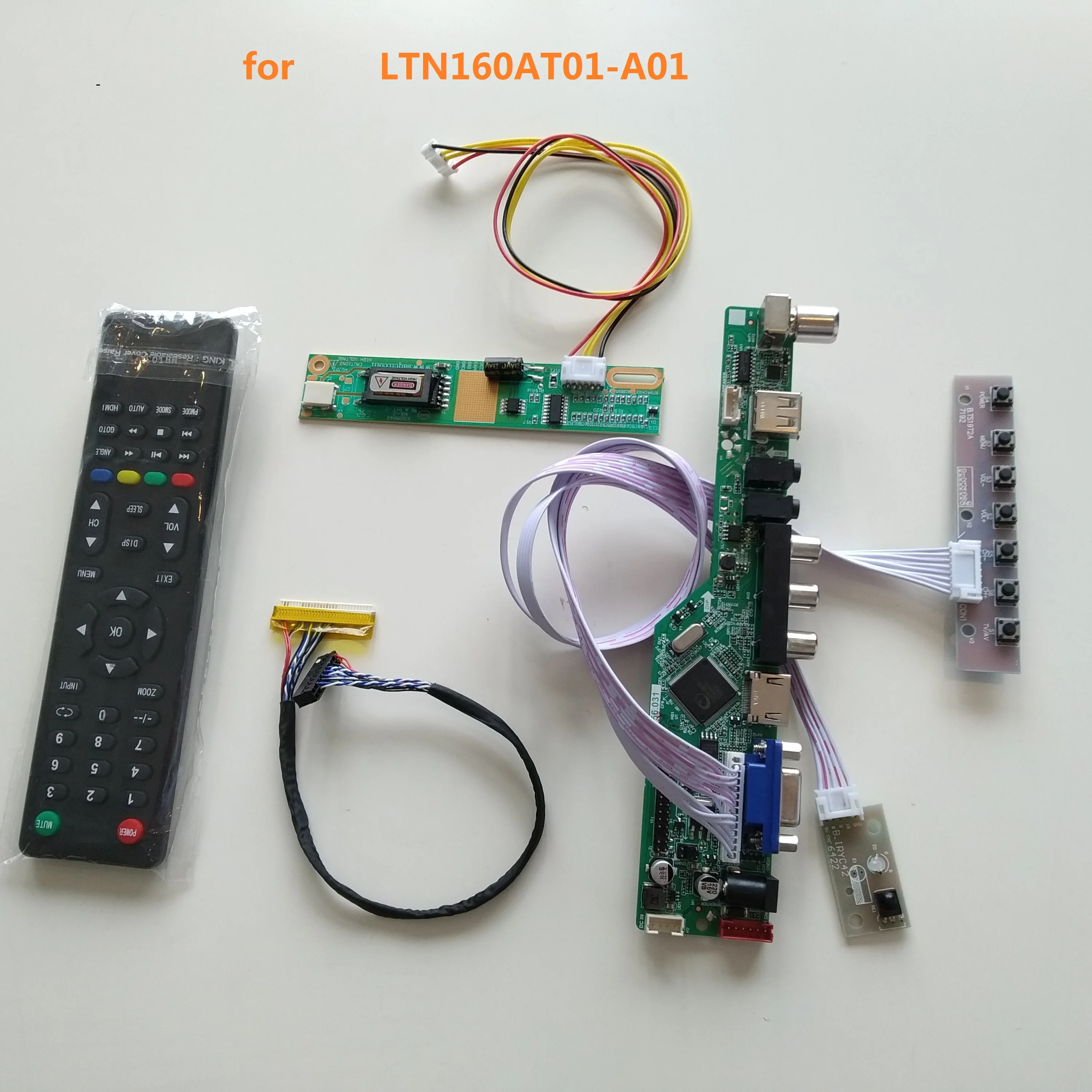 

TV LCD LED RF VGA AV USB LED Controller driver Board kit display For LTN160AT01-A01 16.0" 1366*768 Panel Screen