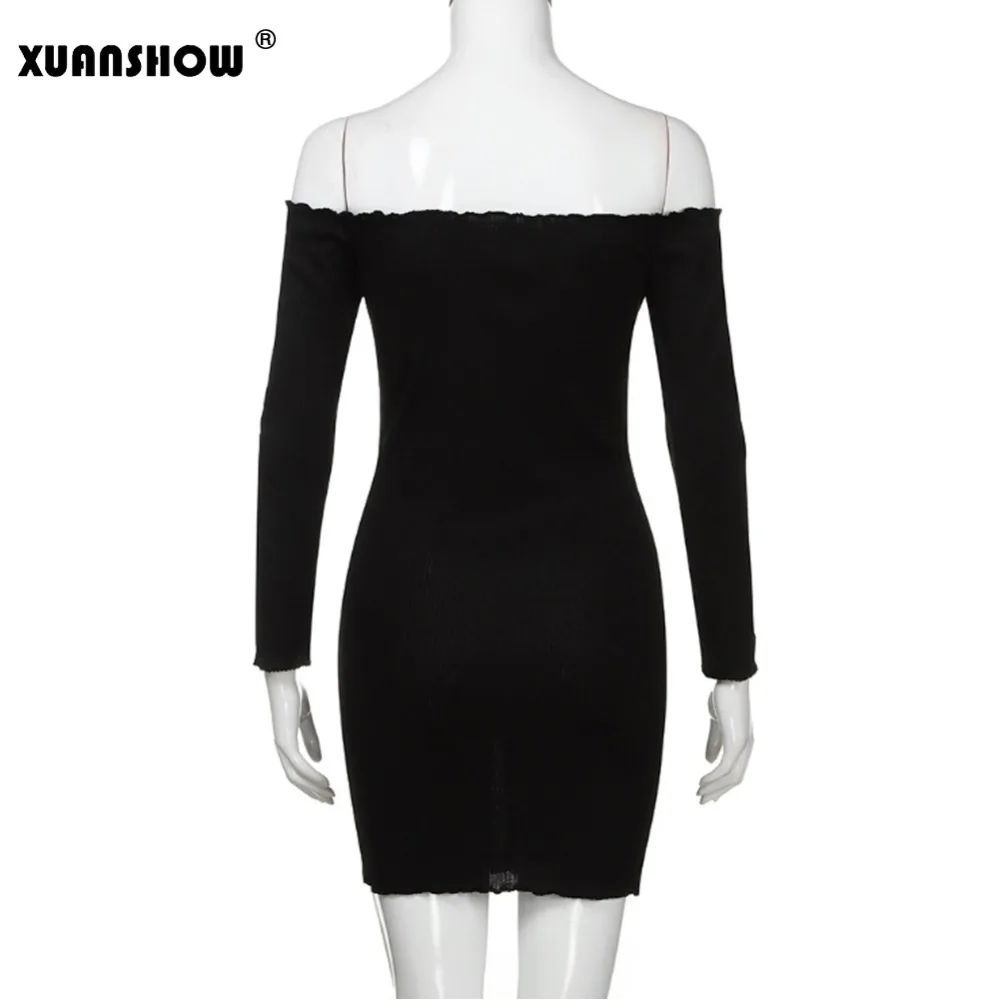 Женские платья XUANSHOW Клубное облегающее платье с вырезом лодочкой и длинными