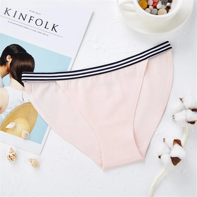 light pink 6 цветов, сексуальные хлопковые трусики, Европейский стиль, женские бесшовные трусы, хлопок, промежность, высокое качество, низкая талия, милое женское нижнее белье - Цвет: light pink