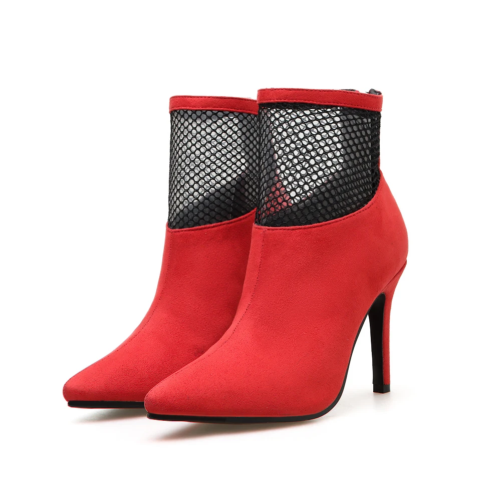 

Sexy Solid Color Pointed Toe Women's Boots NIUFUNI 2020 Zipper Pumps Ankle Boots Stiletto Casual Hollow High Heels Ladies Shoes