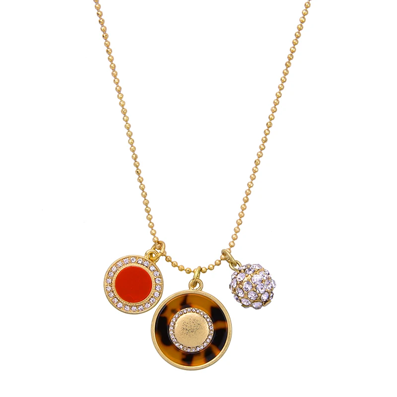 Маленькая цепочка из сплава с бусинами длинное ожерелье подвеской циркона