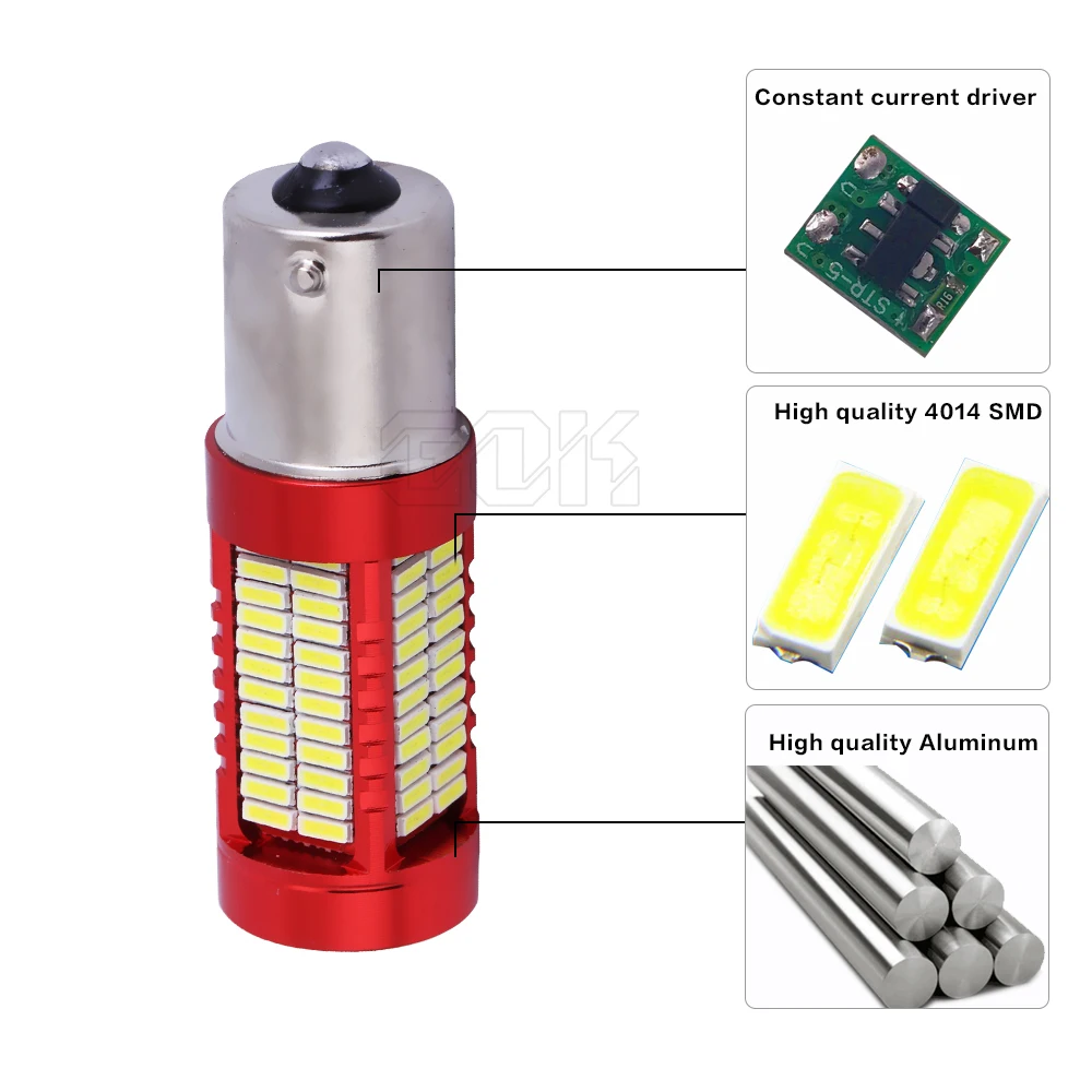 2 шт. P21W BA15S BAY15D 1157 1156 светодиодный 106smd 4014 12 В автомобильный 30 Вт SMD S25 указатель