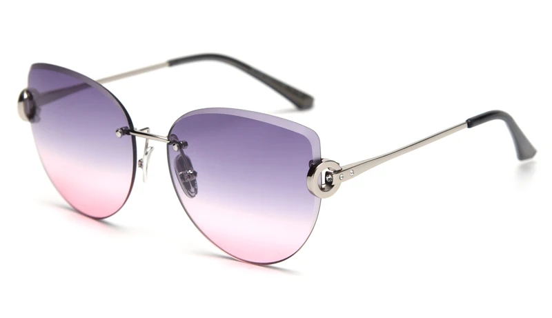 grey pink lens Kachawoo, модные женские солнцезащитные очки кошачий глаз, черные, коричневые, без оправы, солнцезащитные очки, стразы, для женщин, подарок на день рождения - Цвет линз: grey pink lens
