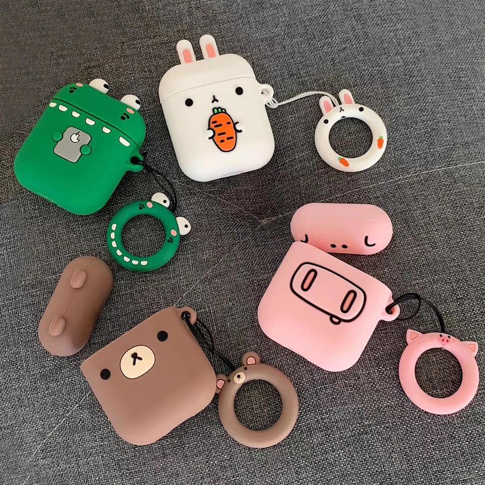 3D Клубника Медведь беспроводной Bluetooth наушники чехол для Apple AirPods силиконовые