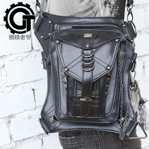 Кобура-кошелек для мужчин и женщин, Кожаная поясная мини-сумка на бедро в стиле стимпанк, Черная