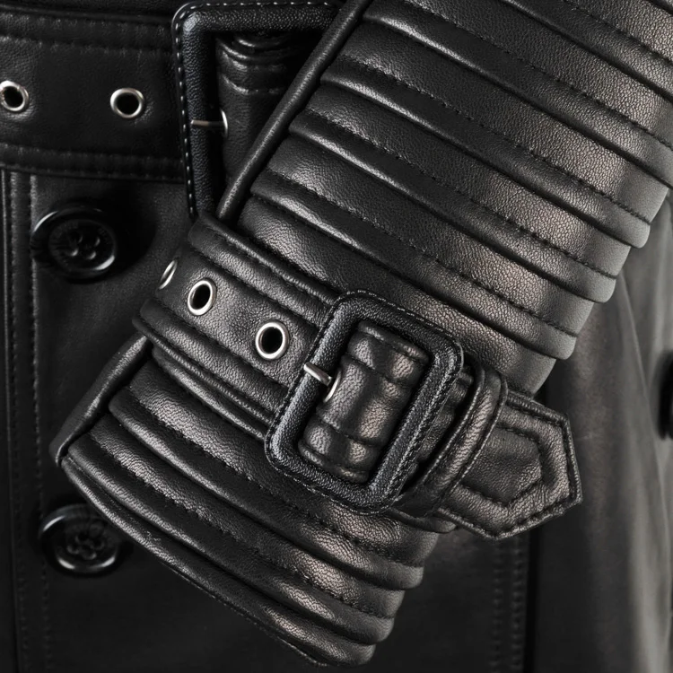 2017 Мода женская Кожаная Куртка Долго Кожаное Пальто Овец Кожи женщин Ветровка