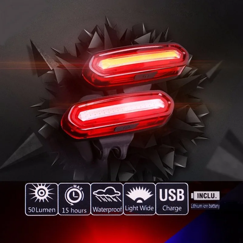Задний Фонарь велосипедный с зарядкой от USB лазерный предупреждающий фонарь для