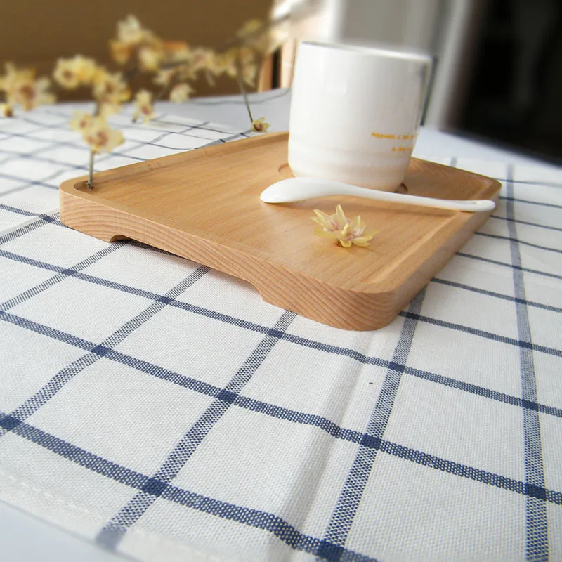 Japan Style Beech Wood Serving Tray with Groove Rectangular Solid Whole Bread Coffee Plate Tea Wooden Household | Дом и сад
