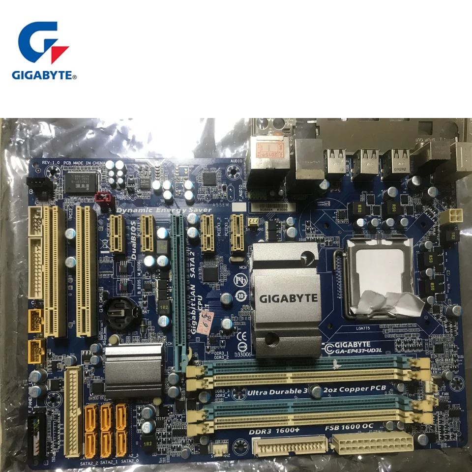 Gigabyte GA-EP43T-UD3L 100% Original Motherboard LGA 775 DDR3 USB2.0 16G P43 EP43T-UD3L Desktop Main board Systemboard Used