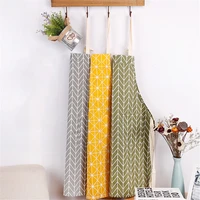 geometric yellow black plaids cotton linen apron woman adult bibs home cooking baking cleaning aprons kitchen accessory 46096