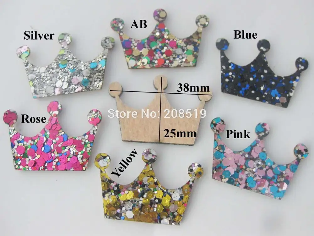 

PANVLN Shining glitter Crown patches DIY craft appliques 120 pieces jewelry headwear ornament decorative accessories