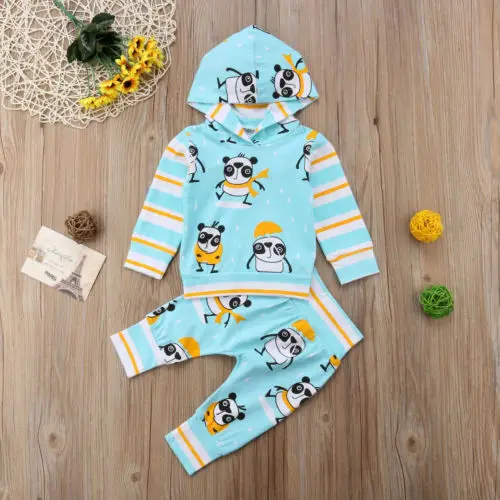 Newborn Infant Kids Baby Girl Boy Panda Hoody Tops+Long Pants Clothes Outfits 2Pcs | Детская одежда и обувь