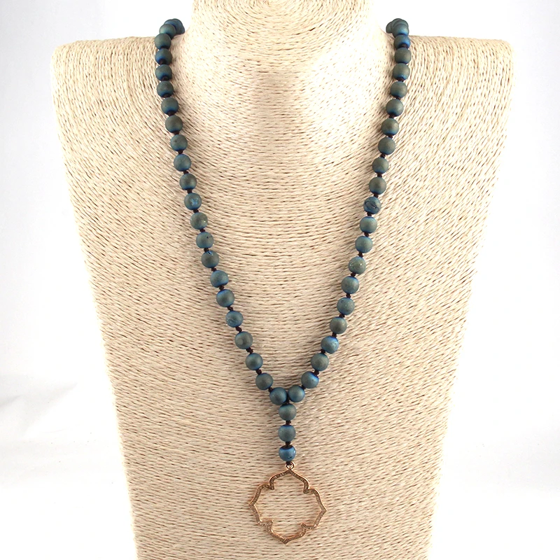 Бесплатная доставка модные ожерелья из натуральной друзы с длинным узлом |