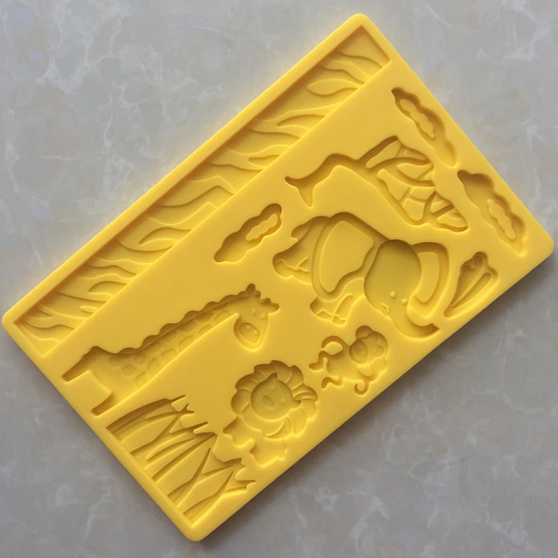 3D кружевная силиконовая форма для тиснения в виде зоопарка пирожных с животными