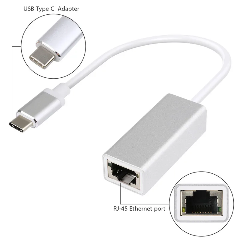 JZYuan USB-C Ethernet RJ45 Lan Type C проводной адаптер сетевая карта для MacBook Windows 7/8/10 USB 10/100/1000