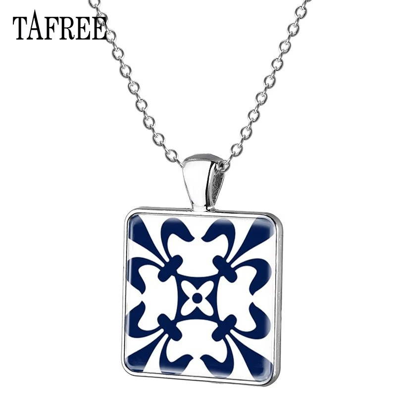TAFREE Azulejo португальский небольшой кулон, ожерелье, элегантные квадратные подвески для женщин, ожерелье s, классические ювелирные изделия из Португалии AP29 - Окраска металла: AP46