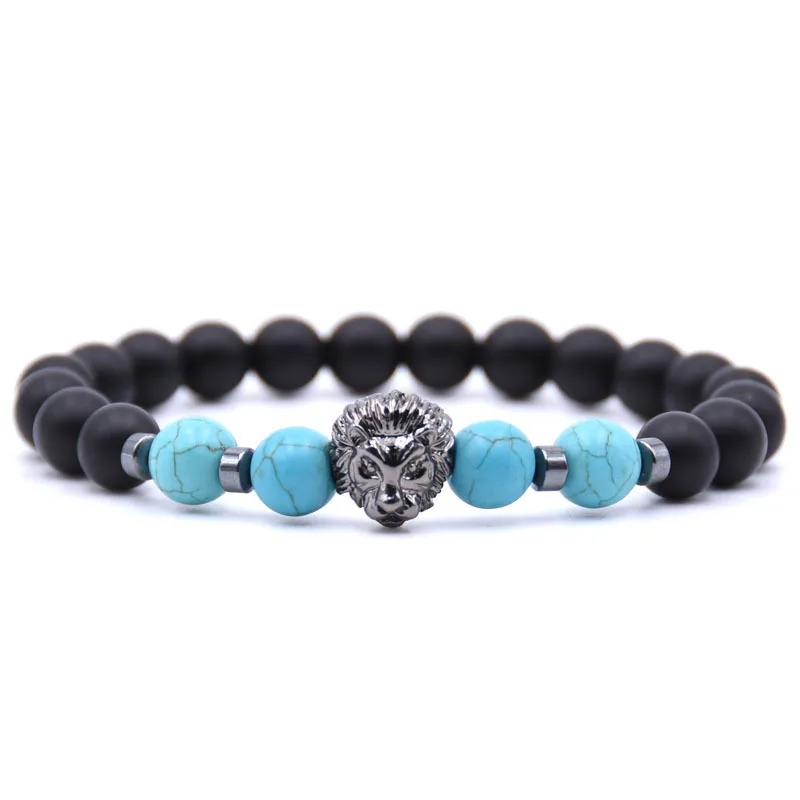 Lion Head Natural Weathering  Volcanic Stone Beads Bracelet Man Fashion Women  Gift For   Bracelets