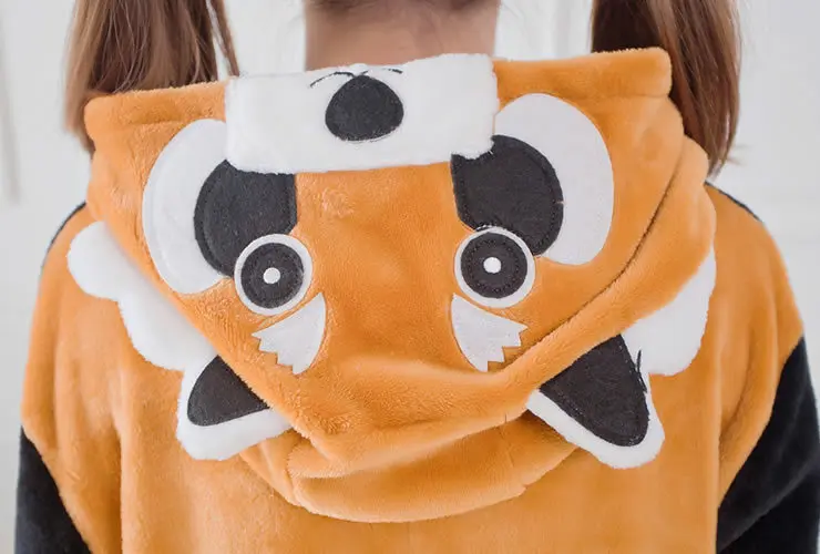 Аниме животное Енот Onesie Хэллоуин Косплей пижамы костюмы для косплея взрослых