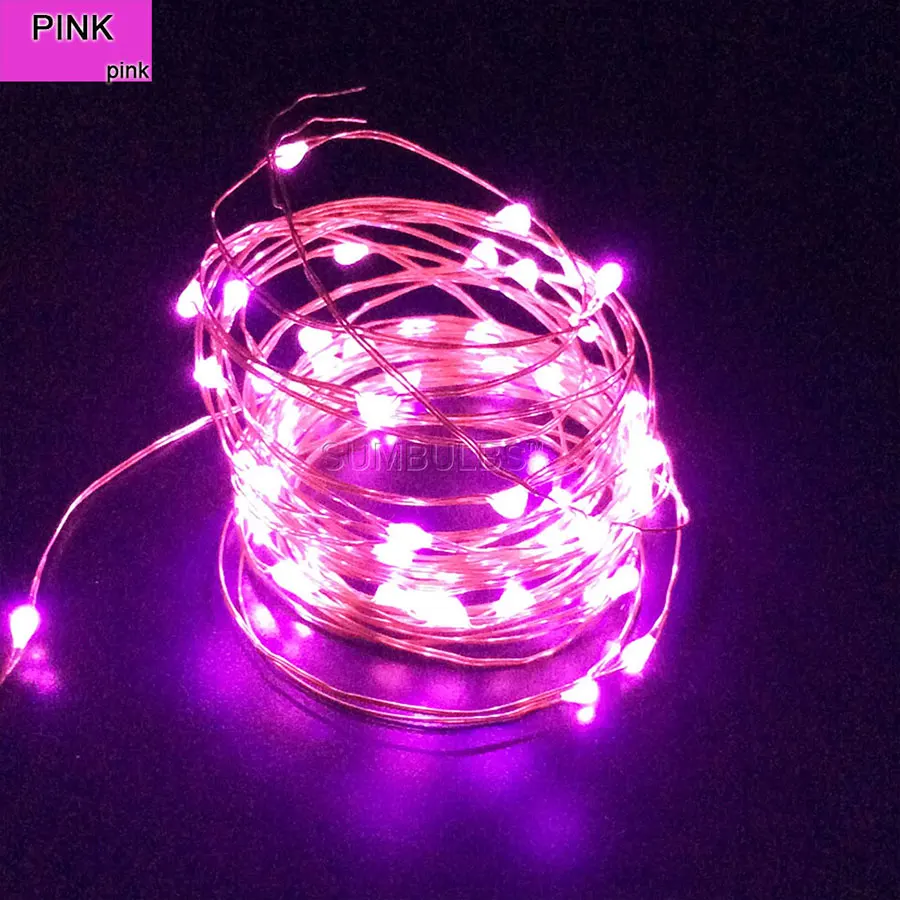 Pink 1 м 2 м 3 м 4 м 5 м 10 м Кнопка AA батарея USB управляемый светодиодный медный провод Сказочный светильник водонепроницаемый домашний праздничный декоративный светильник ing - Испускаемый цвет: Pink