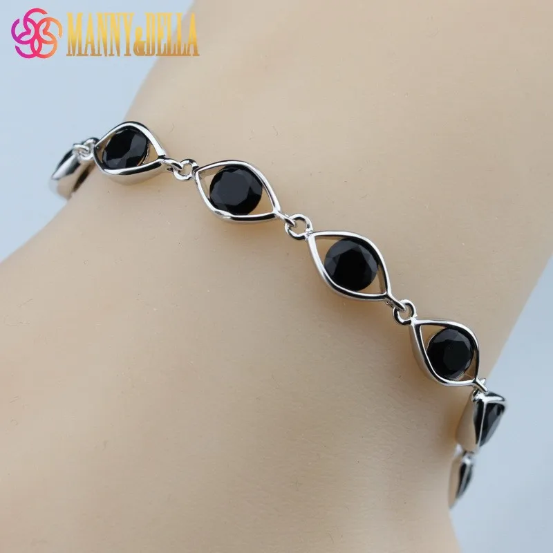

Silver Color Simple Black Zircon Bracelet Health Fashion Jewelry For Women Free Jewelry Box SL101