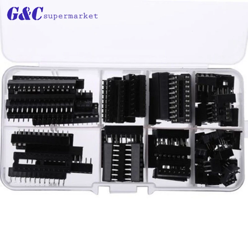 66 шт. узкий DIP IC Разъем адаптер PCB припоя Тип разъем комплект DIP6 DIP8 DIP14 DIP16 DIP18 DIP20 DIP24