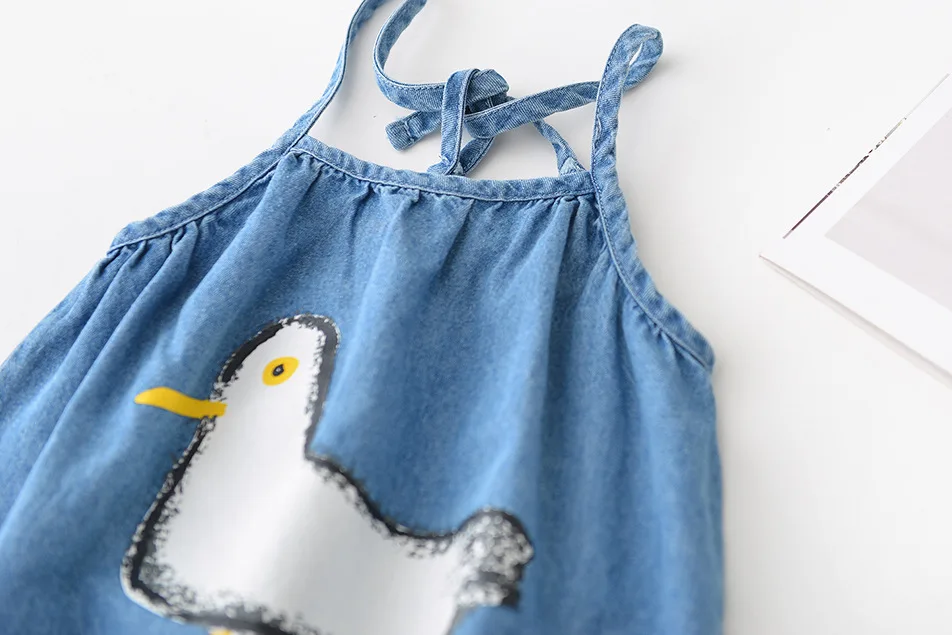 Весна 2019 Младенческая Дети мультфильм животных печатных мягкие джинсовые боди с