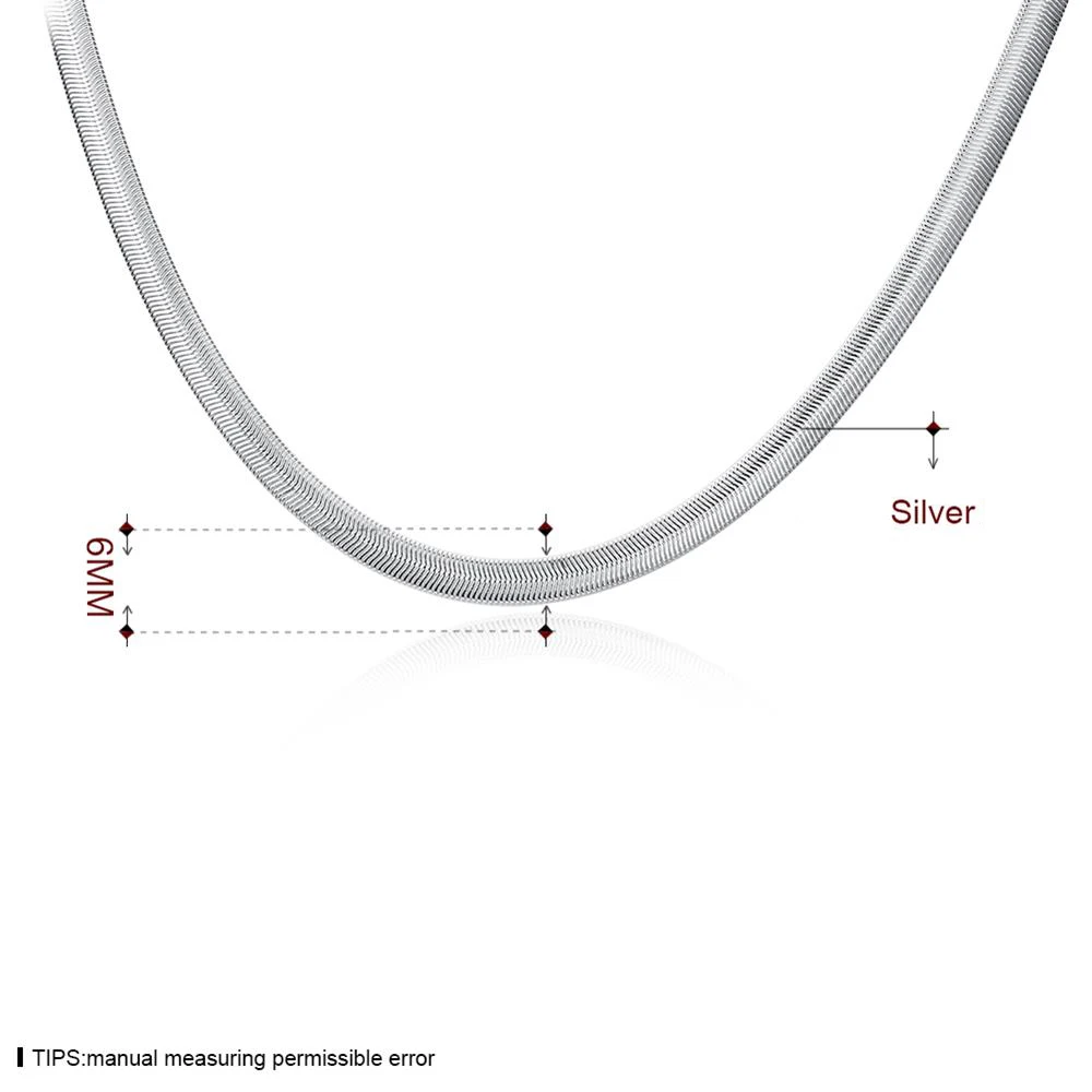 6mm Snake Chain Link Europe 925 Sterling Silver Chains Necklace Hyperbole Jewelry Fit Pendant Gift For Men &amp Women | Украшения и