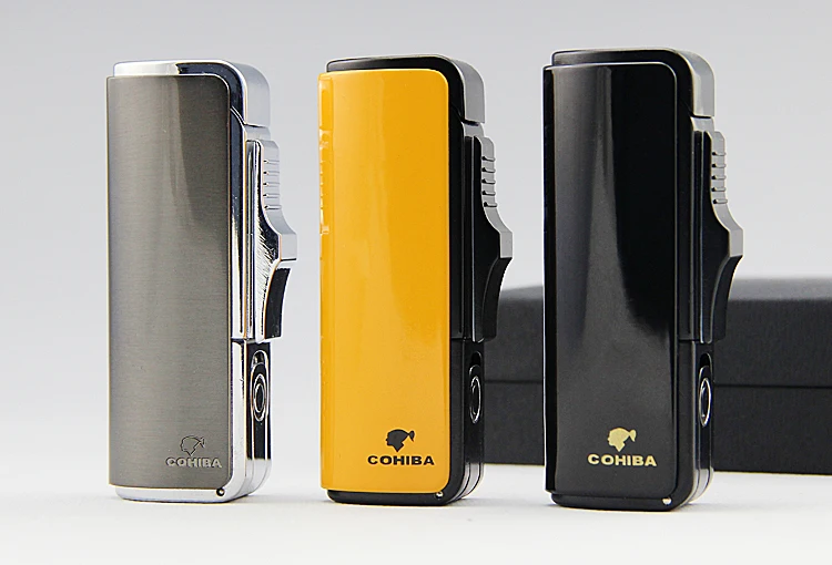 COHIBA зажигалка для сигарет, зажигалка для сигарет, газовая зажигалка для сигарет, дырокол для сигар, 3 фонарь, зажигалка для сигарет