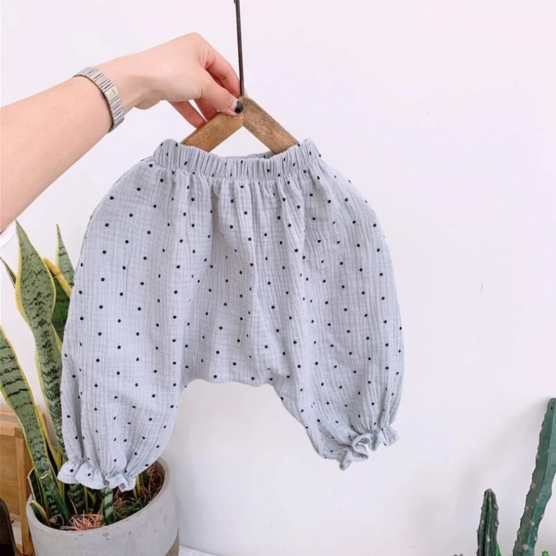 2019 летние свободные штаны шаровары в горошек для маленьких детей детская одежда