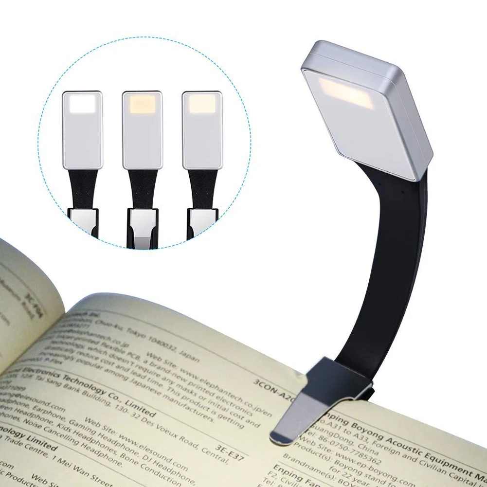 Новый мини USB LED лампа для чтения книга клип 3 цвета яркость 360 градусов