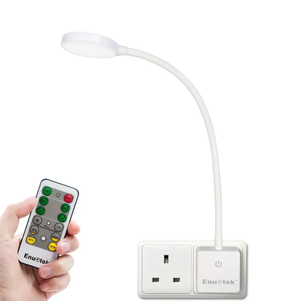UK Plug 1 Lamp Remote Control Plug In Flexible LED Bedside Reading Night Lamp Dimmable LED Power Socket Light 4W European Plug 1 Lamp and 1 Rem - Цвет абажура: UK Plug 1 Lamp