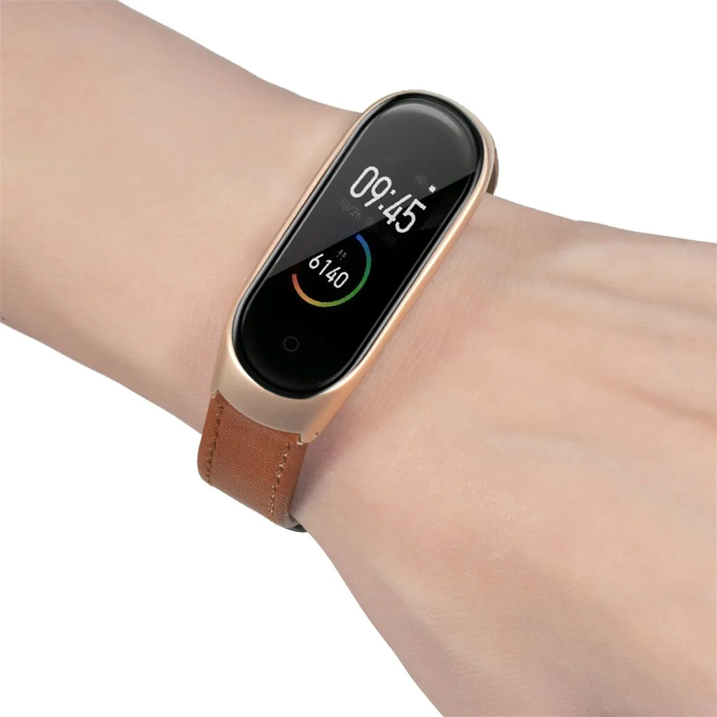 Кожаный браслет на запястье для Xiaomi Mi Band 4 Смарт часы легкий сменный ремешок