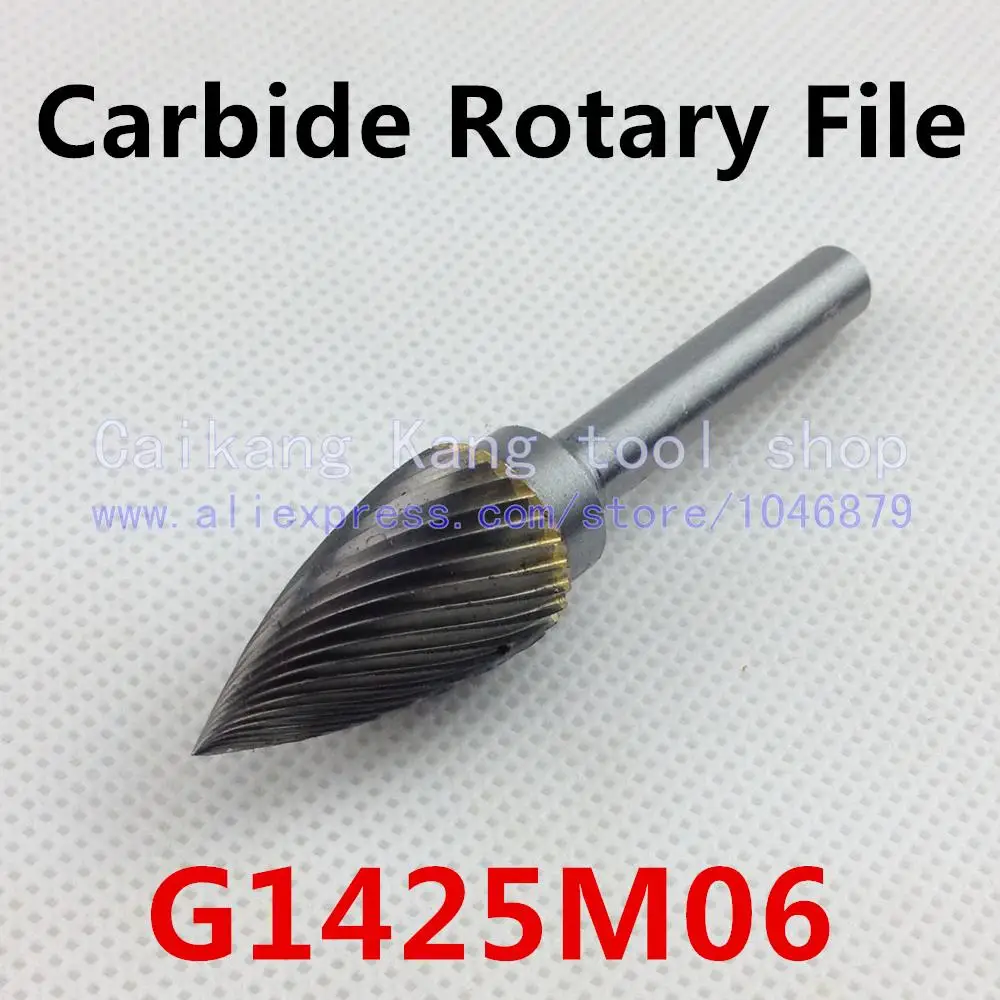 

Head 14mm,Arc pointed nose,carbide rotary burrs, rotary burrs, deburring with rasp, carbide burrs, carbide grinding. G1425M06