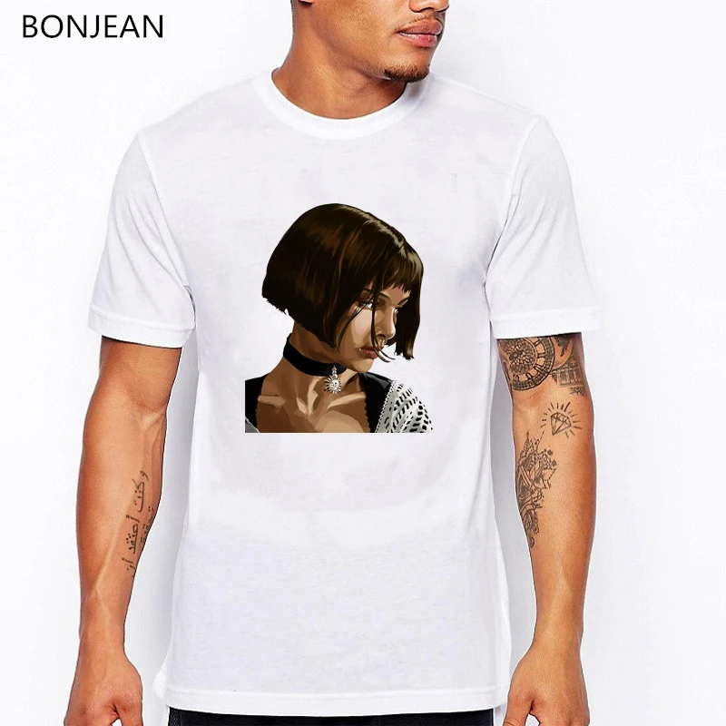 Мужская футболка с принтом Leon The Professional homme Mathilda белая в стиле хип хоп летний топ