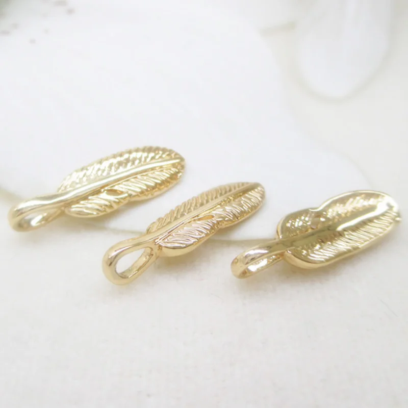 K цвет золотистый гравированный кулон в виде пера медные Подвески на