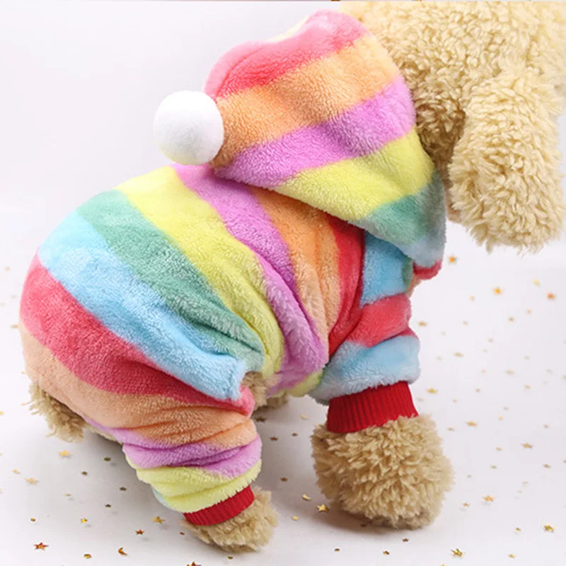 D6 Newly Winter Soft Fleece Pet Dog Jumpsuit Clothes Warm Small Dogs Chihuahua Pug Hooded Coat Jacket Puppy Cat 4 legs Outfit |