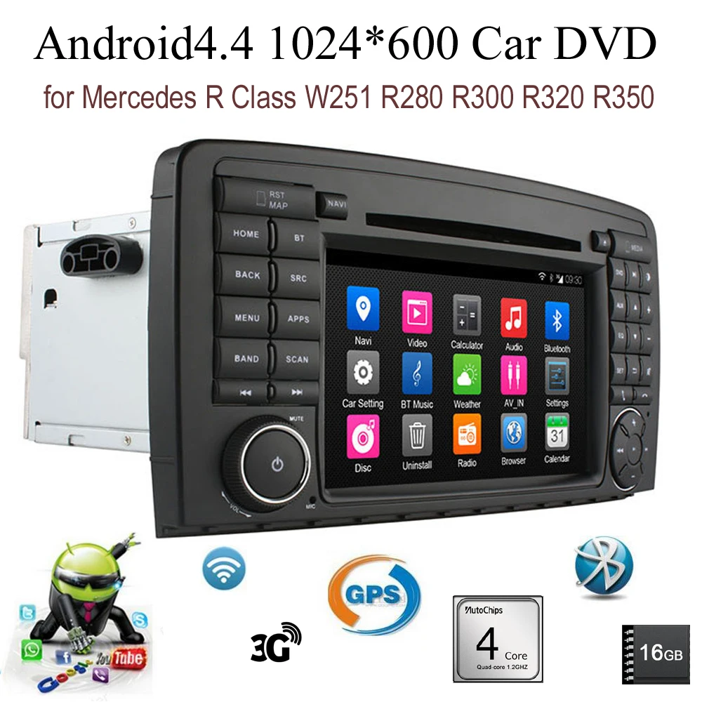 7 inch Android4.4 radio Quad Core Car DVD For B/enz R Class W251 R280 R300 R320 R350 support wifi 3G BT GPS DAB TPMS DTV OBDII | Автомобили