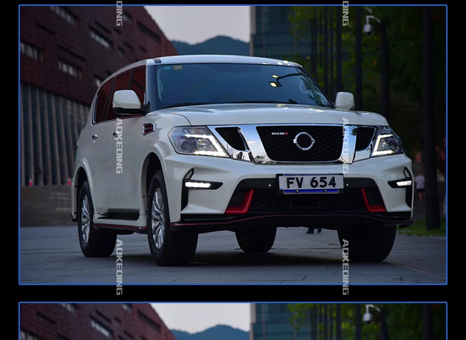AKD Тюнинг автомобилей фары для Nissan Patrol Y62 2010- светодиодные фары DRL ходовые огни Биксеноновые лучи Противотуманные фары с ангельскими глазками
