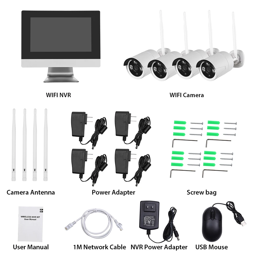 Wifi CCTV камера система 4CH 1080P HD беспроводная безопасности DVR NVR комплект
