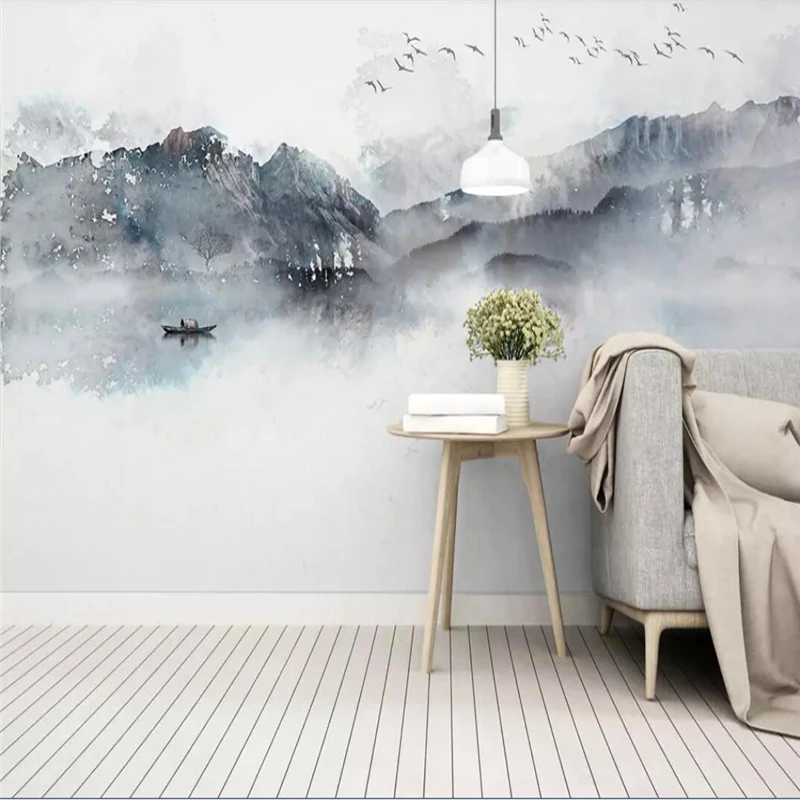 

Decorative wallpaper New Chinese style wash painting on the background wall