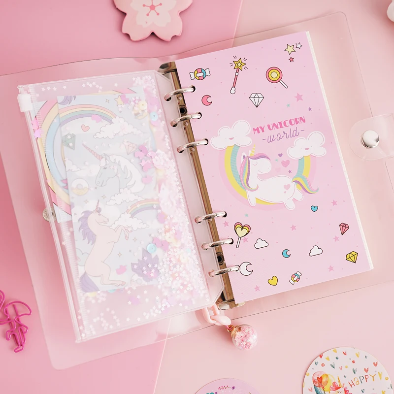 JIANWU 2019 NEW unicorn cute notebook girl pink binder set creative Multifunctional Diary kawaii Journal | Канцтовары для офиса и