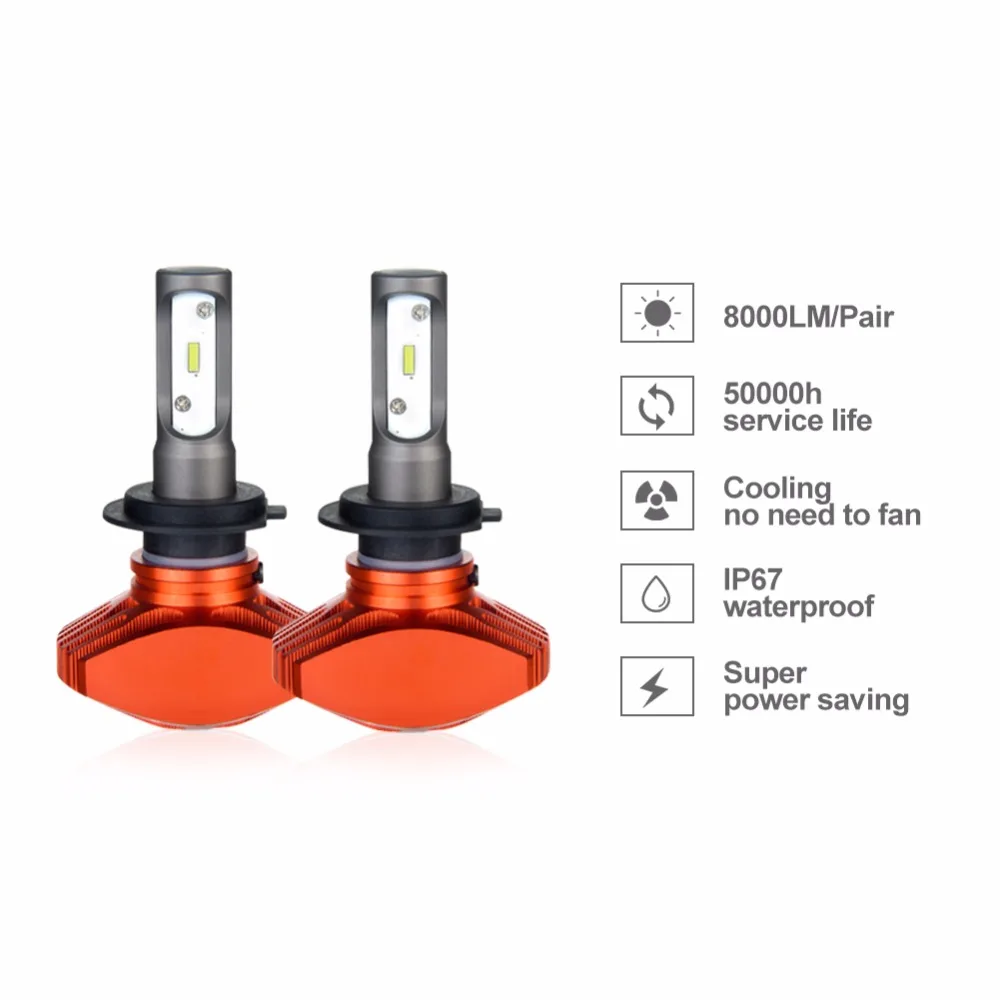 ACEERSUR LED H7 H4 H11 6500K Auto Car Headlight 9005 9006 H3 H8 H9 H1 LEDs 50W 8000LM Automobile Bulb Fanless 12V HB3 HB4 | Автомобили и