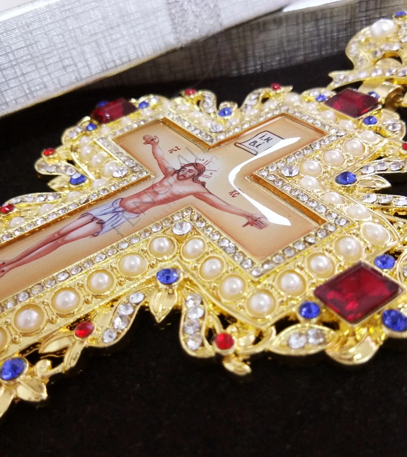 High Quality Orthodox Greek Cross Jewelry - Priest Pectoral Cross with Gold Plating and Chain image 5