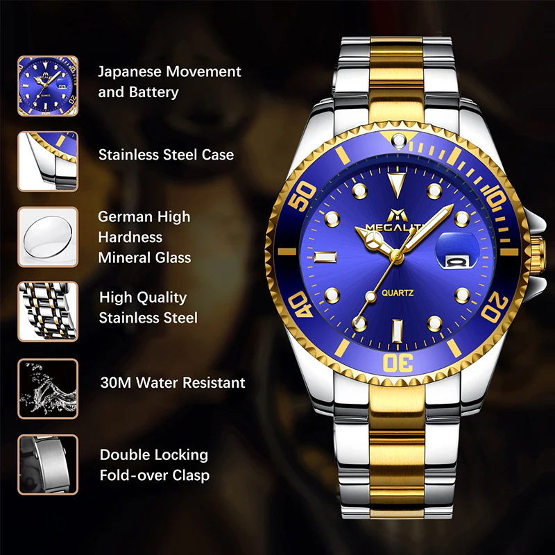 Relojes Hombre 2020 Новинка MEGALITH мужские часы Топ бренд Роскошный стальной ремешок Бизнес