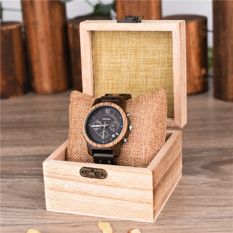 DODO DEER Luxury Women Watch Classic Wood Metal Chronograph Auto Date Display Relogio Feminino Top Brand Dropship DIY C01