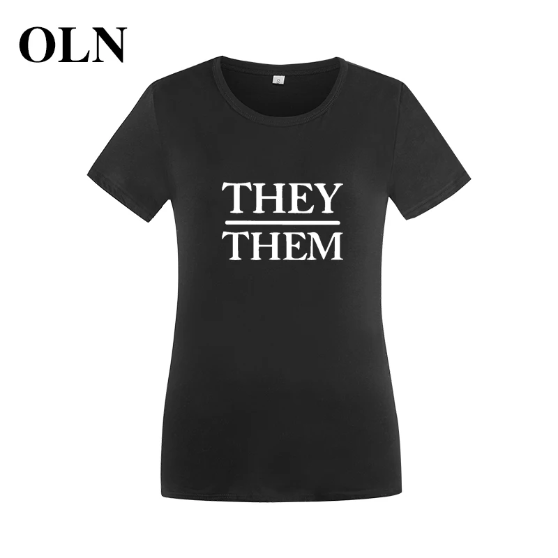 OLN они их Лето 2018 г. короткий рукав для женщин хлопковые футболки Ulzzang Harajuku черный