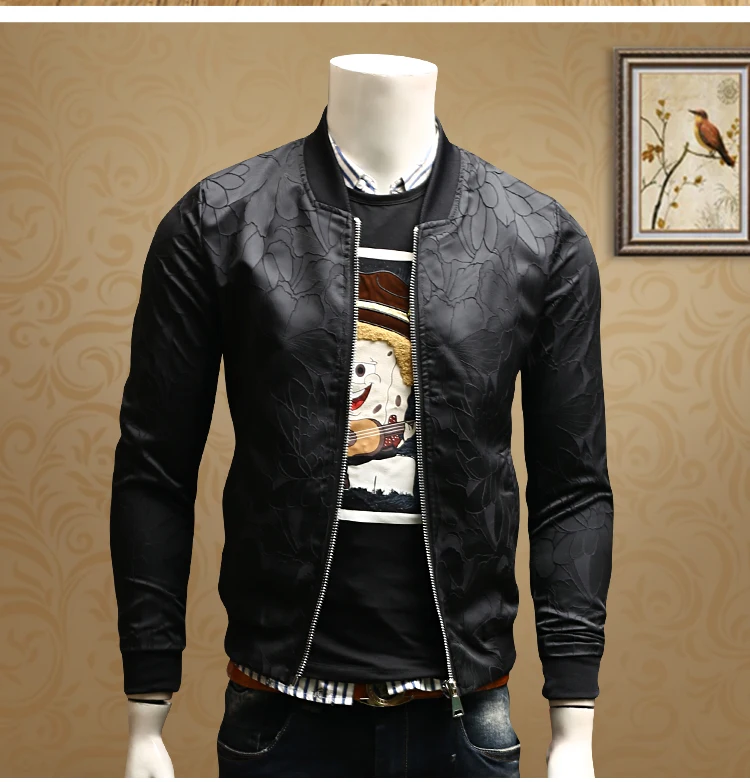 Новинка Мужская молодежная приталенная куртка с цветочным принтом повседневная