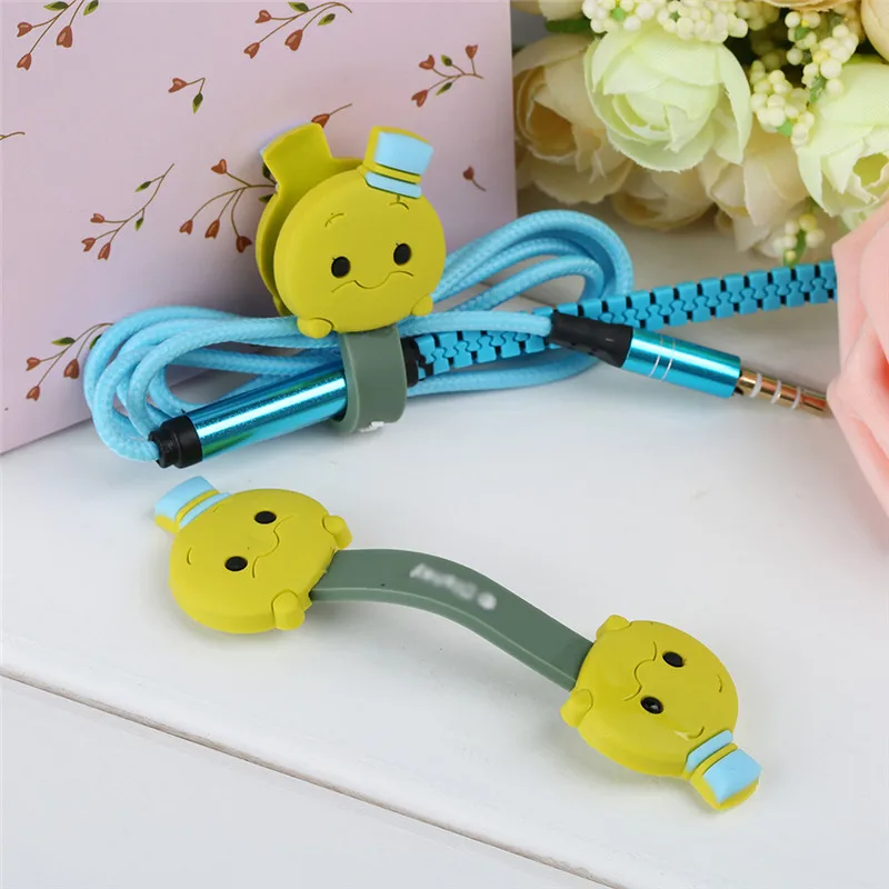 2 шт. милый мультфильм Kawaii Мобильный телефон USB крепление кабеля Кнопка Организатор провода Гарнитура держатель линия Winder сумка Клип depro