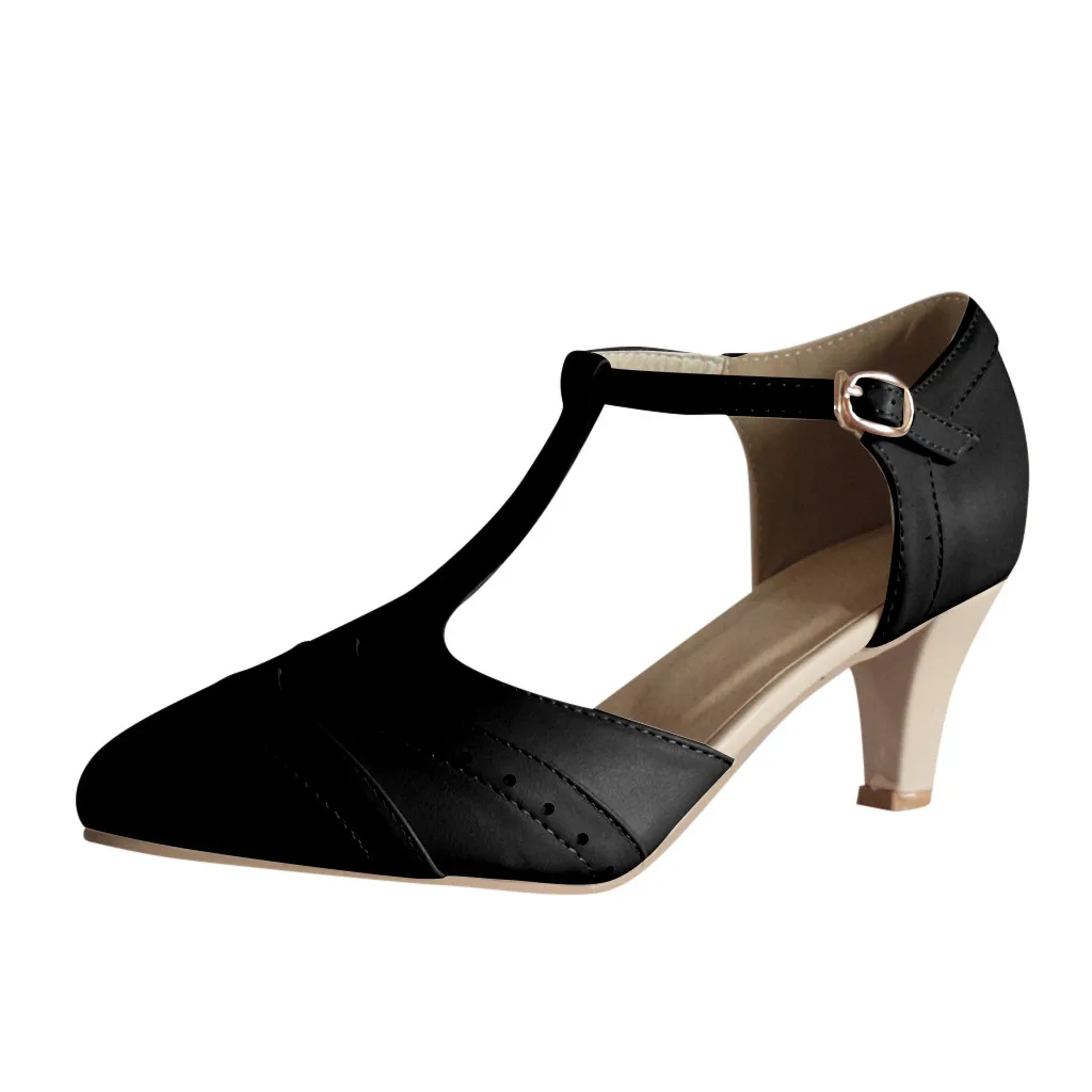 

SAGACE Women Pu Casual Round Toe Sandals Fashion Pumps Square Heel Sandals Back Strap Womans Sandals Summer Woman Shoes